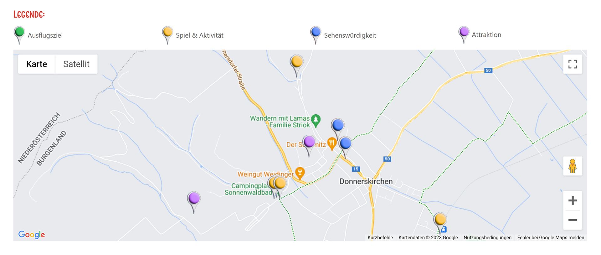 Übersichtskarte Freizeittipps bei GastroMaps