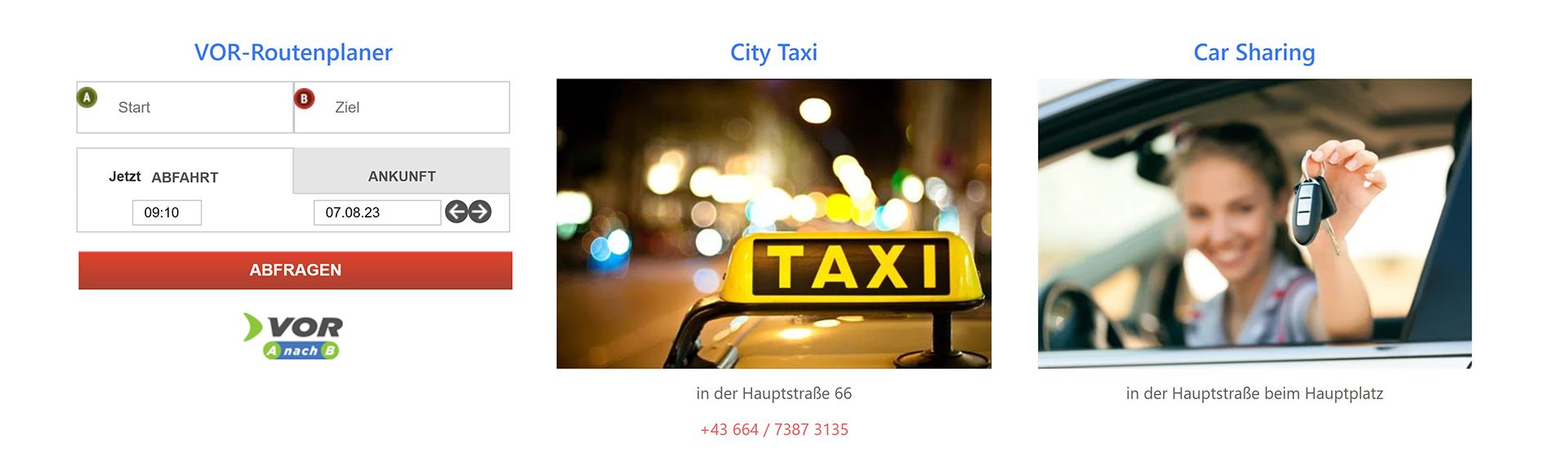 Felder Mobilitätsangebot bei GastroMaps